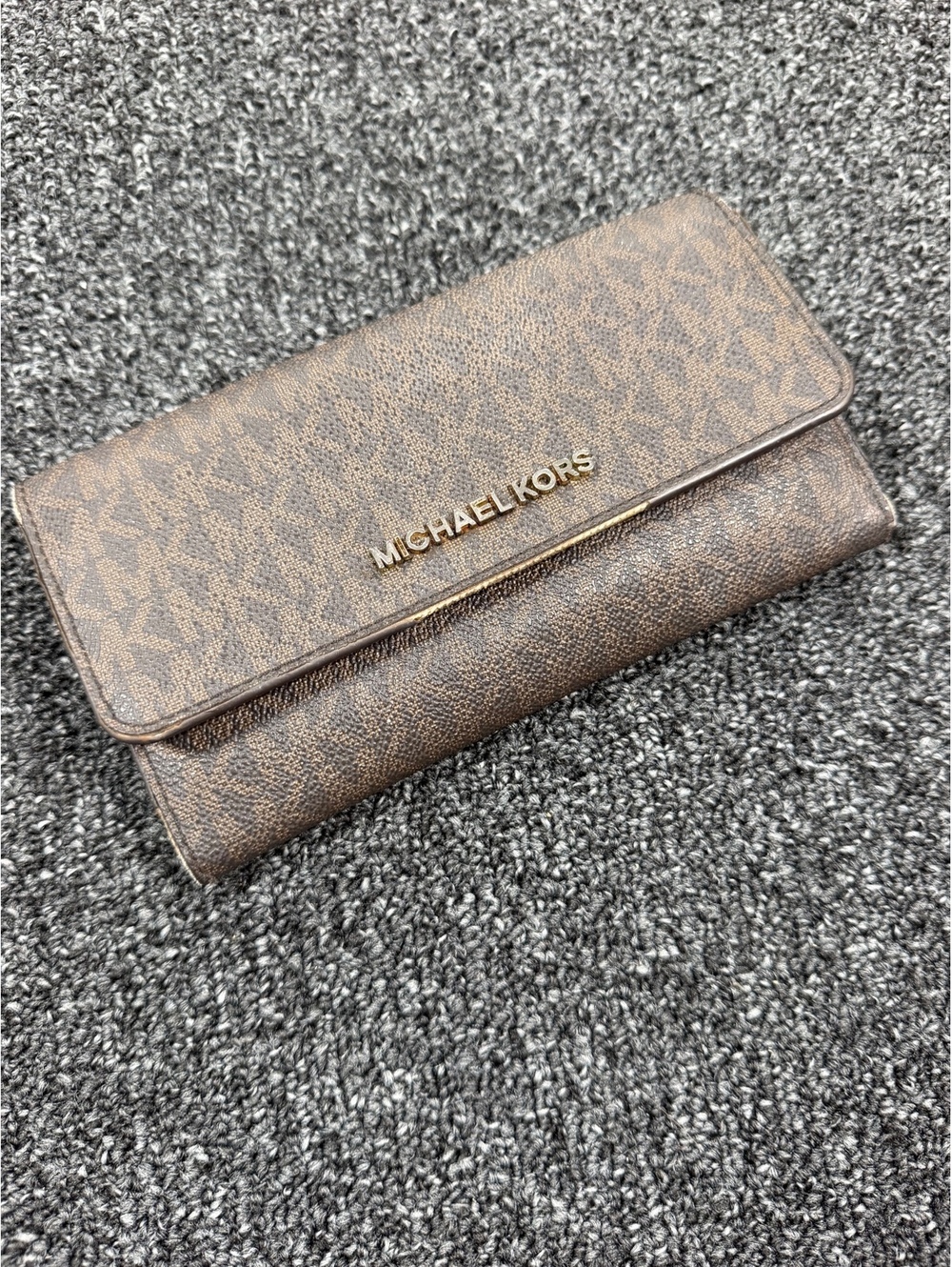 Michael Kors Brown Signature Logo Trifold Wallet